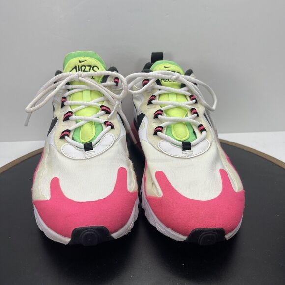 Nike Air Max 270 Running Shoes Women Size 9 React Hyper Pink  Neon White Lace up - Picture 3 of 12